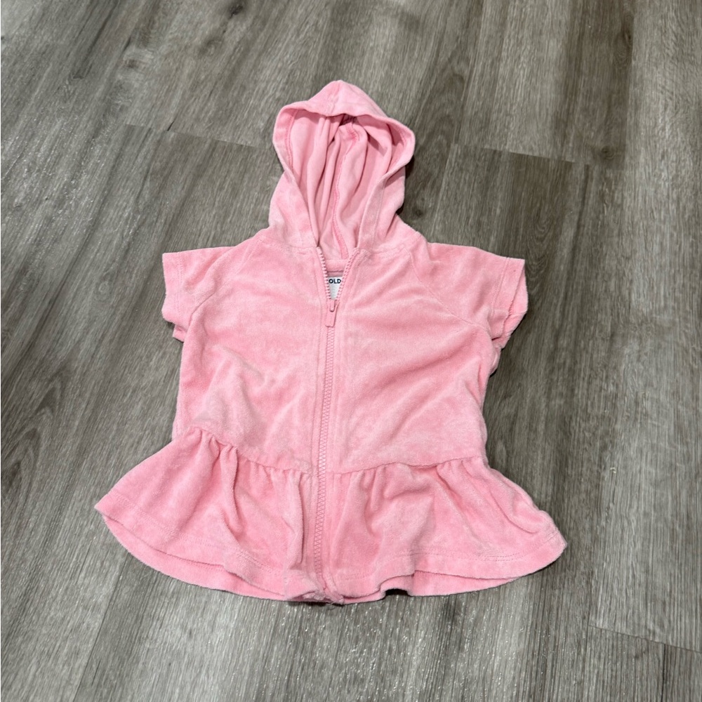 Old Navy Light Pink Hooded Kids Swim Coverup with Peplum